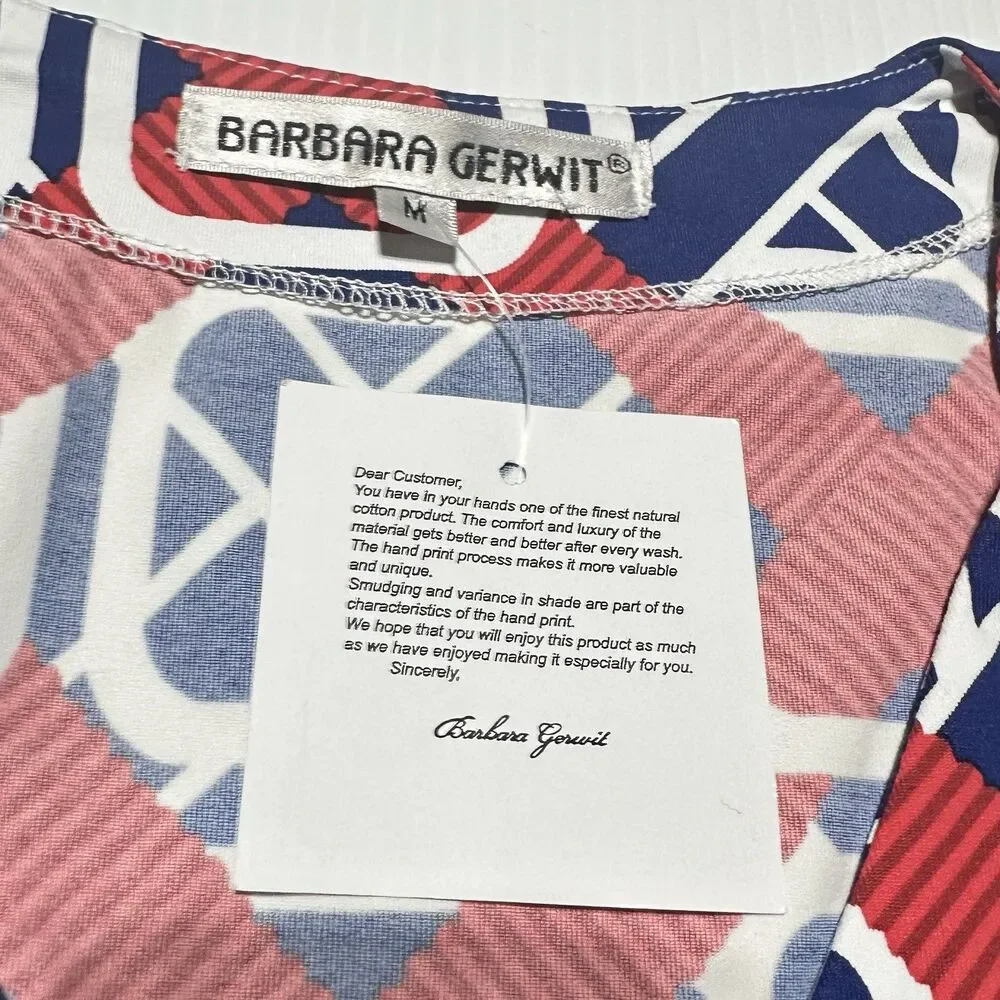 Barbara Gerwit Dress Womens M Medium Red White Blue Preppy Stretch NWT - Picture 4 of 9